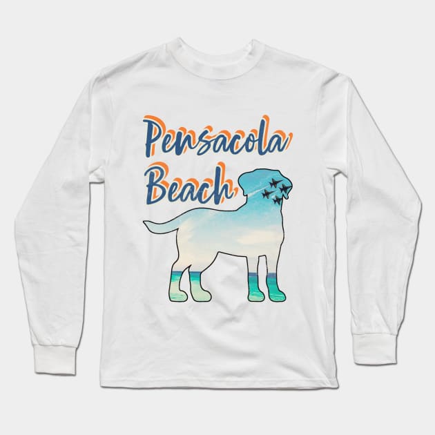 Pensacola Beach Florida Vintage-Look Long Sleeve T-Shirt by Witty Things Designs